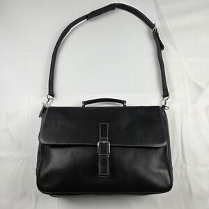 Coach Messenger Bag Mens Large Black Leather Briefcase Crossbody Office